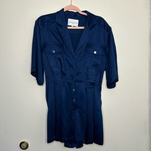 Carolina Ritzler Navy Blue Satin one piece jump suit